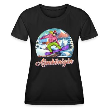 Snowboarderin Almkönigin Snowboarder Frauen - Frauen Funktions-T-Shirt - Schwarz - Vorne - AI Model Female 172 light (172cm)