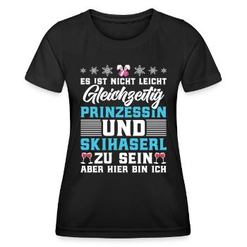 Frauen Shirt Gleichzeit Prizessin und Skihaserl - Frauen Funktions-T-Shirt - Schwarz - Vorne - AI Model Female 172 light (172cm)