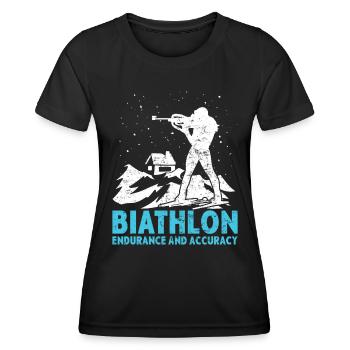 Biathlon Skirennen Wettkampf Wintersport - Frauen Funktions-T-Shirt - Schwarz - Vorne - AI Model Female 172 light (172cm)