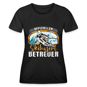 Offizieller Skihaserl Betreuer Skihasen Pisten - Frauen Funktions-T-Shirt - Schwarz - Vorne - AI Model Female 172 light (172cm)