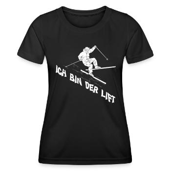 Skibergsteiger Ich bin der Lift Skitouring - Frauen Funktions-T-Shirt - Schwarz - Vorne - AI Model Female 172 light (172cm)