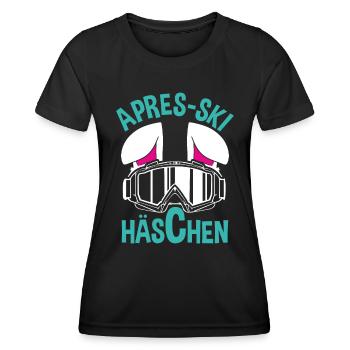 Apres-Ski Häschen Apres-Ski Bunny Apres-Ski Haserl - Frauen Funktions-T-Shirt - Schwarz - Vorne - AI Model Female 172 light (172cm)
