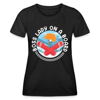 Snowboarderin Bossy Lady on Board Snowboard - Frauen Funktions-T-Shirt - Schwarz - Vorne - AI Model Female 172 light (172cm)