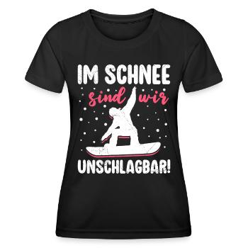 Snowboard Mädchen Im Schnee sind wir Unschlagbar! - Frauen Funktions-T-Shirt - Schwarz - Vorne - AI Model Female 172 light (172cm)