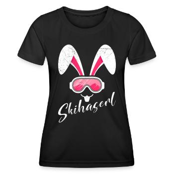 Skihaserl Skihasen Shirt Skihasen Apres Party - Frauen Funktions-T-Shirt - Schwarz - Vorne - AI Model Female 172 light (172cm)