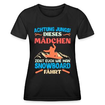 Snowboarder Diese Mädchen Zeigt wie Man Snowboard - Frauen Funktions-T-Shirt - Schwarz - Vorne - AI Model Female 172 light (172cm)