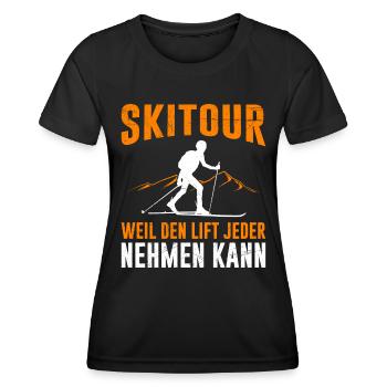 Skitour Weil den Lift jeder Nehmen kann Tourenski - Frauen Funktions-T-Shirt - Schwarz - Vorne - AI Model Female 172 light (172cm)