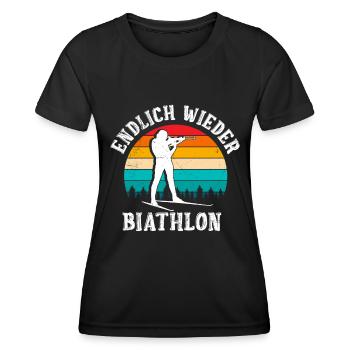 Wintersport Skilaufen Endlich wieder Biathlon - Frauen Funktions-T-Shirt - Schwarz - Vorne - AI Model Female 172 light (172cm)