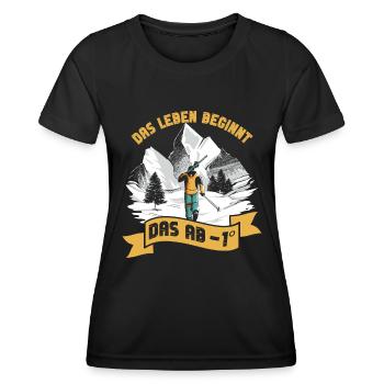 Skisport Das Leben Beginnt Das ab -1° Skifahren - Frauen Funktions-T-Shirt - Schwarz - Vorne - AI Model Female 172 light (172cm)