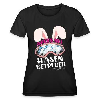Apres-Ski Hasen Betreuer Skihaserl Skihase - Frauen Funktions-T-Shirt - Schwarz - Vorne - AI Model Female 172 light (172cm)