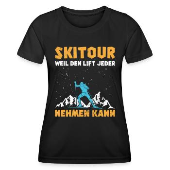 Ski Tour Weil den Lift jeder Nehmen kann - Frauen Funktions-T-Shirt - Schwarz - Vorne - AI Model Female 172 light (172cm)