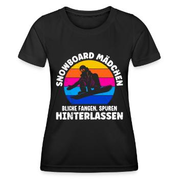 Snowboard Mädchen Blick Fangen Spuren hinterlassen - Frauen Funktions-T-Shirt - Schwarz - Vorne - AI Model Female 172 light (172cm)