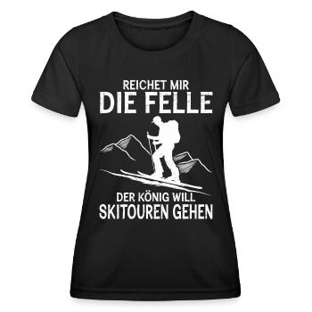 Ski Touring Der König will Skitouren Gehen - Frauen Funktions-T-Shirt - Schwarz - Vorne - AI Model Female 172 light (172cm)