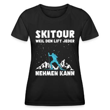 Ski Tour Weil den Lift jeder Nehmen kann - Frauen Funktions-T-Shirt - Schwarz - Vorne - AI Model Female 172 light (172cm)