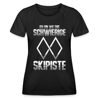 Skiurlaub Ich bin wie eine Schwierige Skipiste - Frauen Funktions-T-Shirt - Schwarz - Vorne - AI Model Female 172 light (172cm)