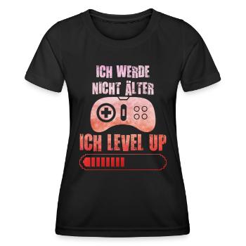 Video Spieler B-Day Werde nicht Älter Ich Level Up - Frauen Funktions-T-Shirt - Schwarz - Vorne - AI Model Female 172 light (172cm)