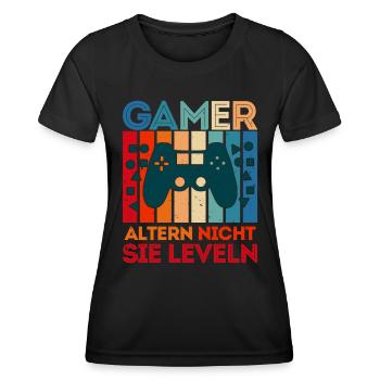 Les joueurs ne vieillissent pas en nivelant les joueurs vidéo B-Day - T-shirt sport Femme - noir - Devant - AI Model Female 172 light (172cm)