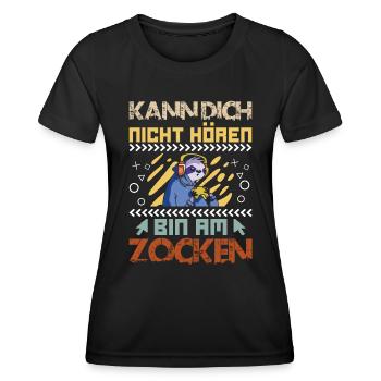 Video Spieler Kann dich nicht Hören Bin am Zocken - Frauen Funktions-T-Shirt - Schwarz - Vorne - AI Model Female 172 light (172cm)
