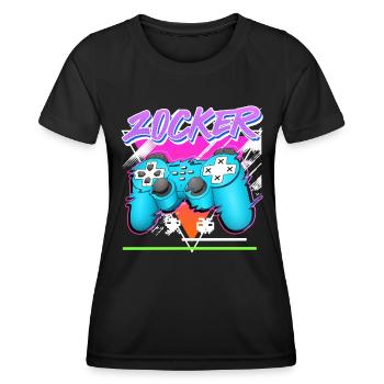 Videospiele Video Gaming ZOCKER Video Spieler - Frauen Funktions-T-Shirt - Schwarz - Vorne - AI Model Female 172 light (172cm)