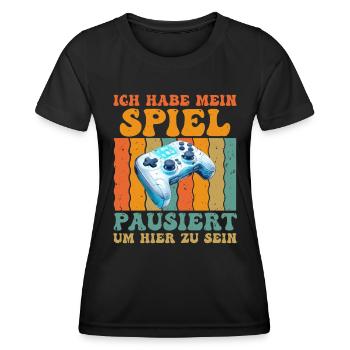 Video Spiele Habe mein Spiel Pausiert Video Gamer - Frauen Funktions-T-Shirt - Schwarz - Vorne - AI Model Female 172 light (172cm)