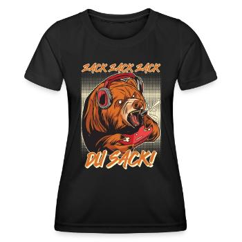Videospieler Zack Zack Zack du Sack! Braunbär - Frauen Funktions-T-Shirt - Schwarz - Vorne - AI Model Female 172 light (172cm)