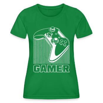 Gamer Gamer Jeux vidéo Contrôleur Console de jeu - T-shirt sport Femme - vert - Devant - AI Model Female 172 dark (172cm)