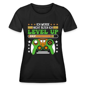 Video Spieler B-Day Werde nicht Älter Ich Level Up - Frauen Funktions-T-Shirt - Schwarz - Vorne - AI Model Female 172 light (172cm)