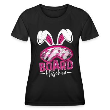 Snowboard Häschen Hasenohren Snowboarderin - Frauen Funktions-T-Shirt - Schwarz - Vorne - AI Model Female 172 light (172cm)