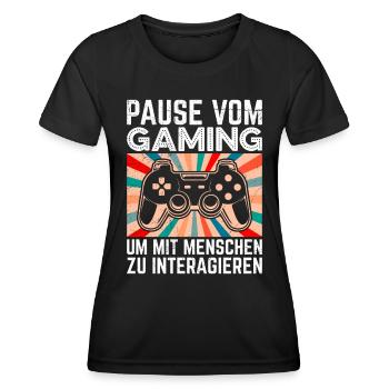 Video Spieler Pause vom Gaming Controller Video - Frauen Funktions-T-Shirt - Schwarz - Vorne - AI Model Female 172 light (172cm)
