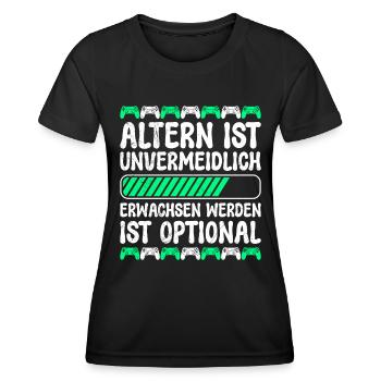 Altern ist Unvermeidlich Retro Zocker B-Day - Frauen Funktions-T-Shirt - Schwarz - Vorne - AI Model Female 172 light (172cm)