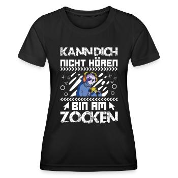 Video Spieler Kann dich nicht Hören Bin am Zocken - Frauen Funktions-T-Shirt - Schwarz - Vorne - AI Model Female 172 light (172cm)