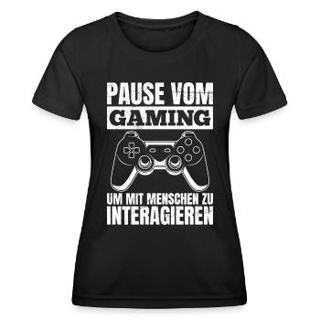 Video Spieler Pause vom Gaming Controller Video - Frauen Funktions-T-Shirt - Schwarz - Vorne - AI Model Female 172 light (172cm)