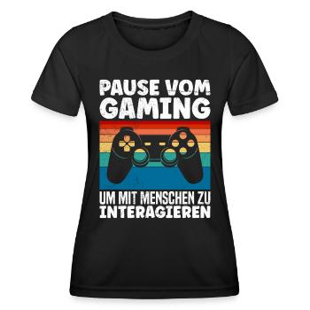 Video Spieler Pause vom Gaming Controller Video - Frauen Funktions-T-Shirt - Schwarz - Vorne - AI Model Female 172 light (172cm)