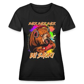 Gaming Bär Zack Zack Zack du Sack! Video Spiele - Frauen Funktions-T-Shirt - Schwarz - Vorne - AI Model Female 172 light (172cm)