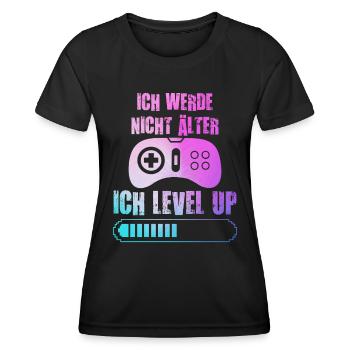 Video Spieler B-Day Werde nicht Älter Ich Level Up - Frauen Funktions-T-Shirt - Schwarz - Vorne - AI Model Female 172 light (172cm)