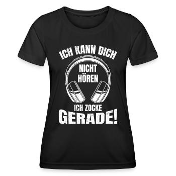 Video Spiele Kann Dich Nicht Hören Ich Zocke - Frauen Funktions-T-Shirt - Schwarz - Vorne - AI Model Female 172 light (172cm)