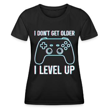 Retro Gamer B-Day Ne vieillissez pas I Level Up - T-shirt sport Femme - noir - Devant - AI Model Female 172 light (172cm)