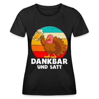 Dankbar und Satt Biertrinker Truthahn - Frauen Funktions-T-Shirt - Schwarz - Vorne - AI Model Female 172 light (172cm)
