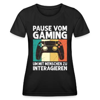 Video Spieler Pause vom Gaming Controller Video - Frauen Funktions-T-Shirt - Schwarz - Vorne - AI Model Female 172 light (172cm)