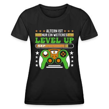 Retro Gamer B-day Altern ist ein weiterer Level Up - Frauen Funktions-T-Shirt - Schwarz - Vorne - AI Model Female 172 light (172cm)