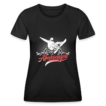 Snowboarderin Almkönigin Snowboard Shirt Frauen - Frauen Funktions-T-Shirt - Schwarz - Vorne - AI Model Female 172 light (172cm)