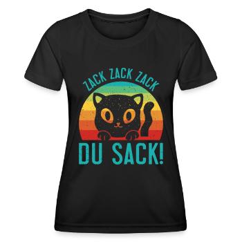 Gaming Katze Zack Zack Du Sack! Videospieler - Frauen Funktions-T-Shirt - Schwarz - Vorne - AI Model Female 172 light (172cm)