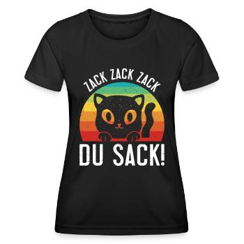 Gaming Katze Zack Zack Du Sack! Videospieler - Frauen Funktions-T-Shirt - Schwarz - Vorne - AI Model Female 172 light (172cm)