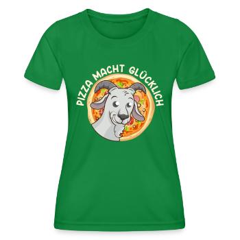 Pizza Macht Glücklich Ziegenbock Pizza Fan - Frauen Funktions-T-Shirt - Kelly Green - Vorne - AI Model Female 172 dark (172cm)