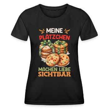 Bäcker Meine Plätzchen machen Liebe Sichtbar - Frauen Funktions-T-Shirt - Schwarz - Vorne - AI Model Female 172 light (172cm)