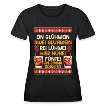 X-Mas Ein Glühwein Swei Glühwein Rei Glühwein - Frauen Funktions-T-Shirt - Schwarz - Vorne - AI Model Female 172 light (172cm)