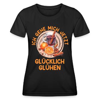Weihnachtsmarkt Gehe Mich Jetzt Glücklich Glühen - Frauen Funktions-T-Shirt - Schwarz - Vorne - AI Model Female 172 light (172cm)