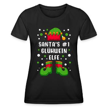 Santa's Nummer 1 Glühwein Elfe Weihnachten - Frauen Funktions-T-Shirt - Schwarz - Vorne - AI Model Female 172 light (172cm)