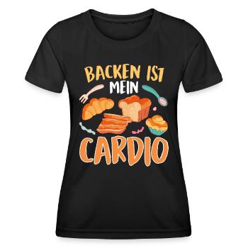 Backen ist mein Cardio Brotbäcker Backliebhaber - Frauen Funktions-T-Shirt - Schwarz - Vorne - AI Model Female 172 light (172cm)
