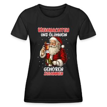 Weihnachten und Glühwein gehören Zusammen - Frauen Funktions-T-Shirt - Schwarz - Vorne - AI Model Female 172 light (172cm)